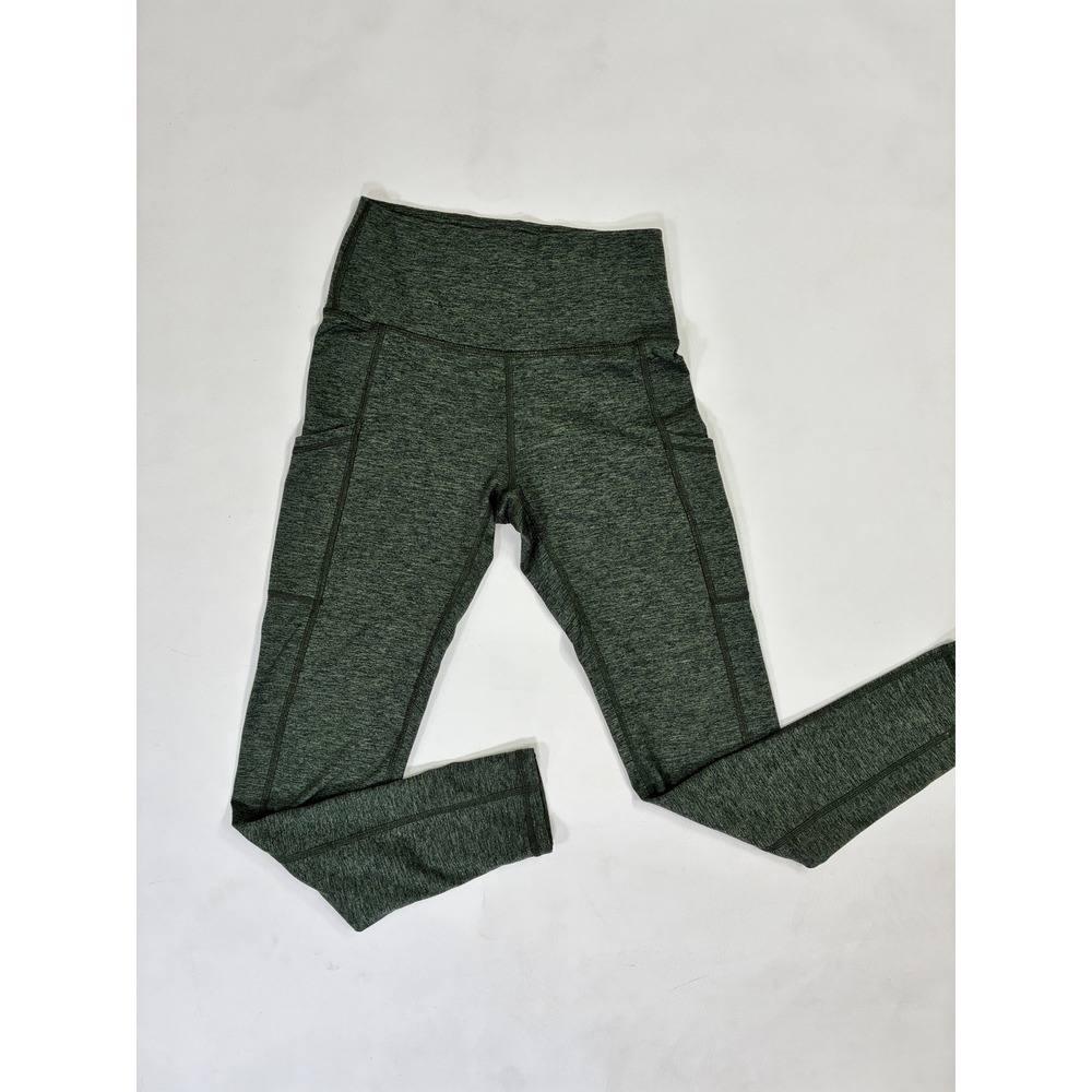 Aerie Chill Play Move High Waisted Leggings Dark Green Heathered Pockets Size S